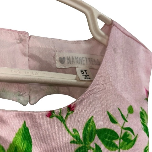 Nannette Kids Girl's Size 5T Formal Fit & Flare Dress Floral Keyhole Back Sash - Picture 4 of 7